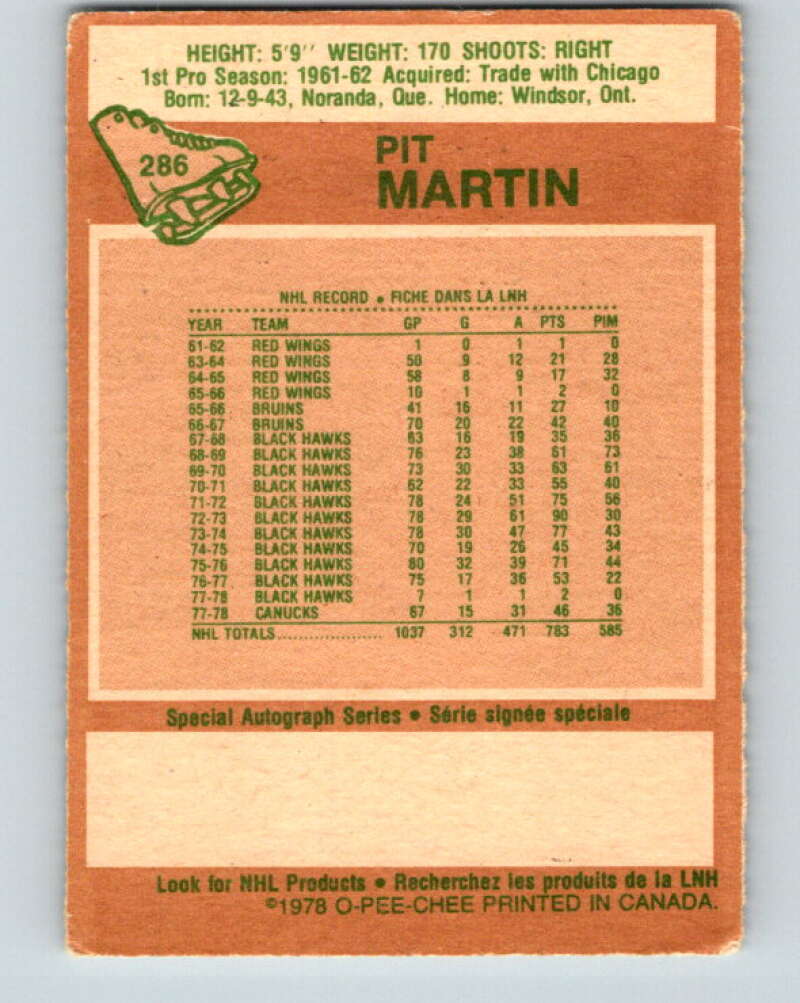 1978-79 O-Pee-Chee #286 Pit Martin  Vancouver Canucks  V24889