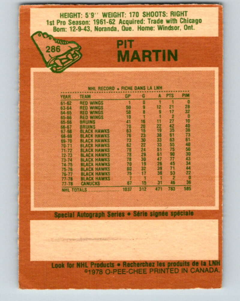 1978-79 O-Pee-Chee #286 Pit Martin  Vancouver Canucks  V24892