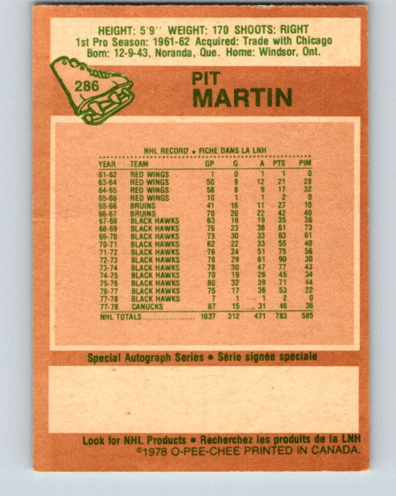 1978-79 O-Pee-Chee #286 Pit Martin  Vancouver Canucks  V24893
