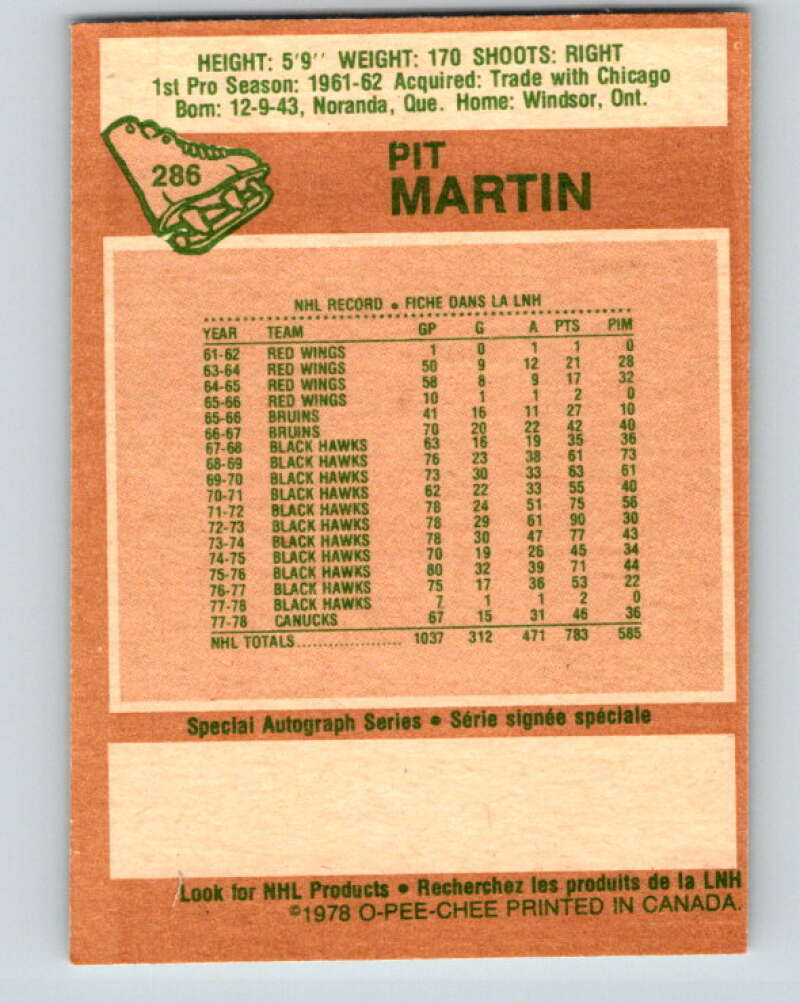 1978-79 O-Pee-Chee #286 Pit Martin  Vancouver Canucks  V24897