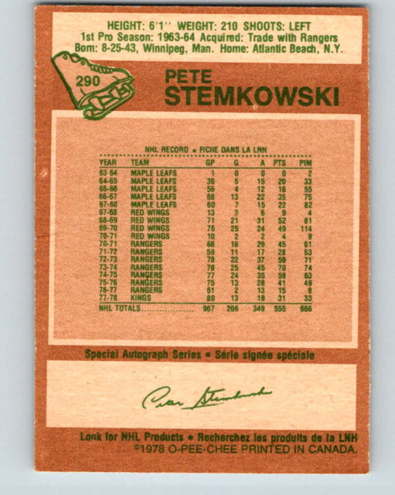 1978-79 O-Pee-Chee #290 Pete Stemkowski  Los Angeles Kings  V24949