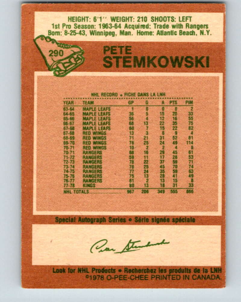 1978-79 O-Pee-Chee #290 Pete Stemkowski  Los Angeles Kings  V24952