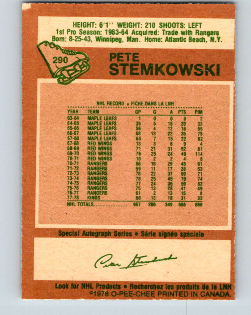 1978-79 O-Pee-Chee #290 Pete Stemkowski  Los Angeles Kings  V24953