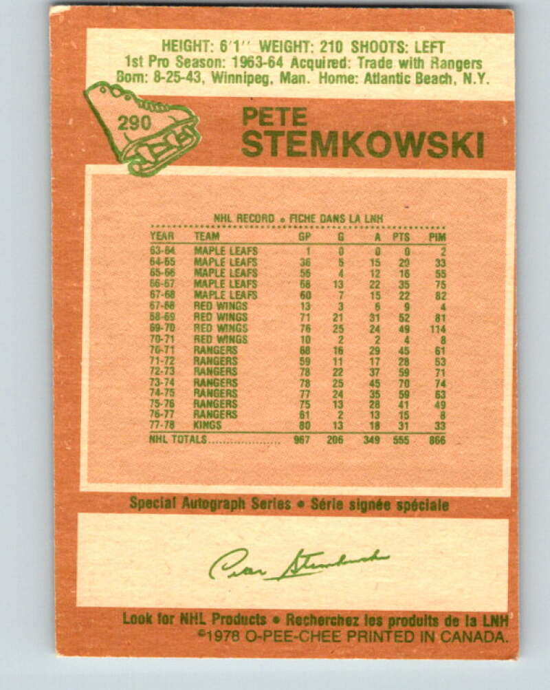 1978-79 O-Pee-Chee #290 Pete Stemkowski  Los Angeles Kings  V24955