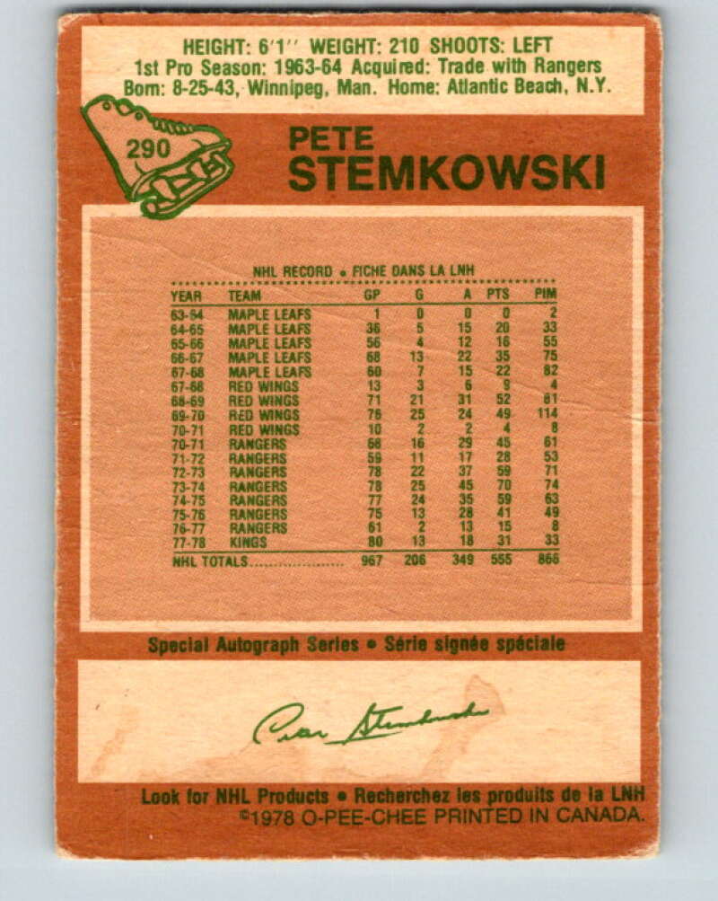 1978-79 O-Pee-Chee #290 Pete Stemkowski  Los Angeles Kings  V24957