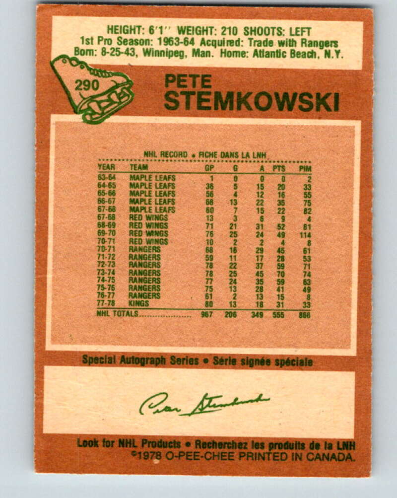 1978-79 O-Pee-Chee #290 Pete Stemkowski  Los Angeles Kings  V24958