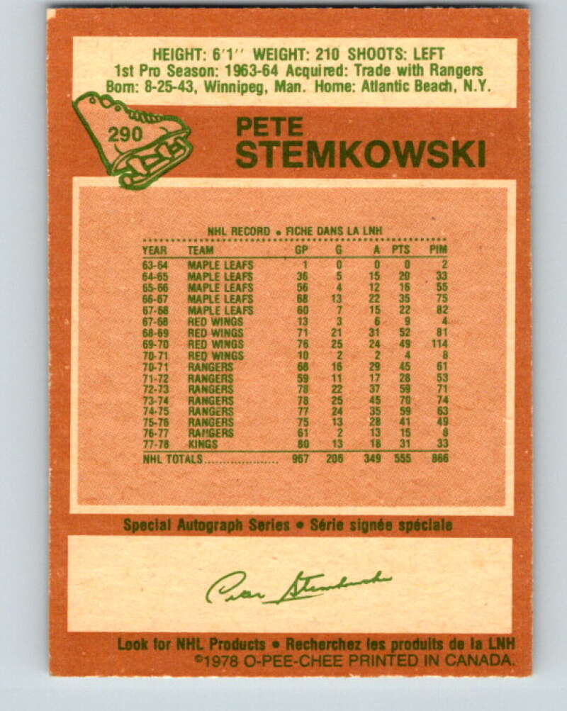 1978-79 O-Pee-Chee #290 Pete Stemkowski  Los Angeles Kings  V24959