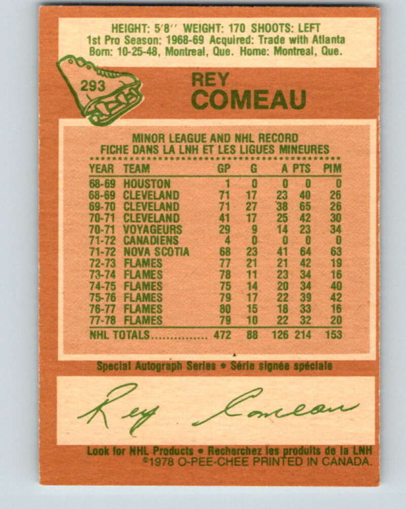 1978-79 O-Pee-Chee #293 Rey Comeau  Colorado Rockies  V24991