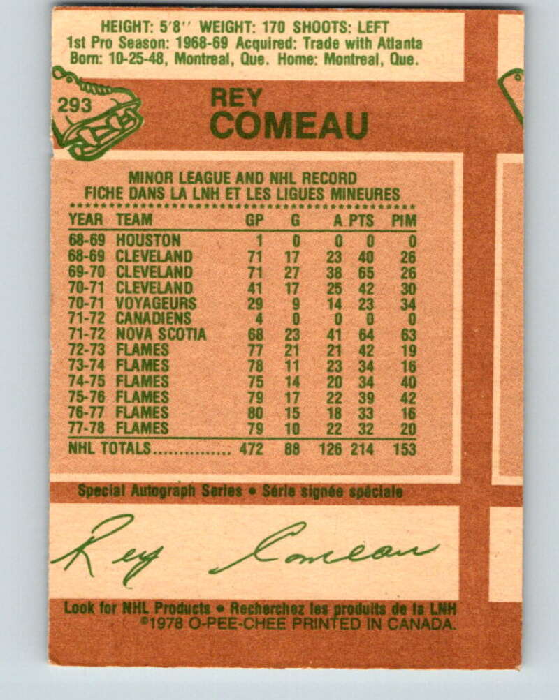 1978-79 O-Pee-Chee #293 Rey Comeau  Colorado Rockies  V24999