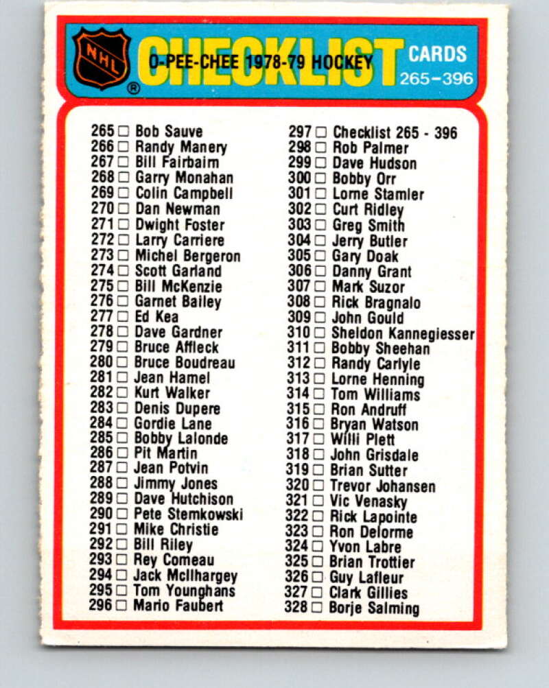 1978-79 O-Pee-Chee #297 Checklist   V25048