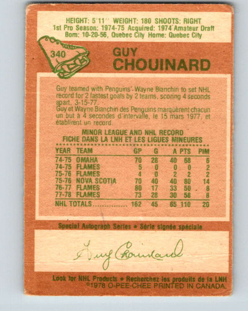 1978-79 O-Pee-Chee #340 Guy Chouinard  Atlanta Flames  V25627