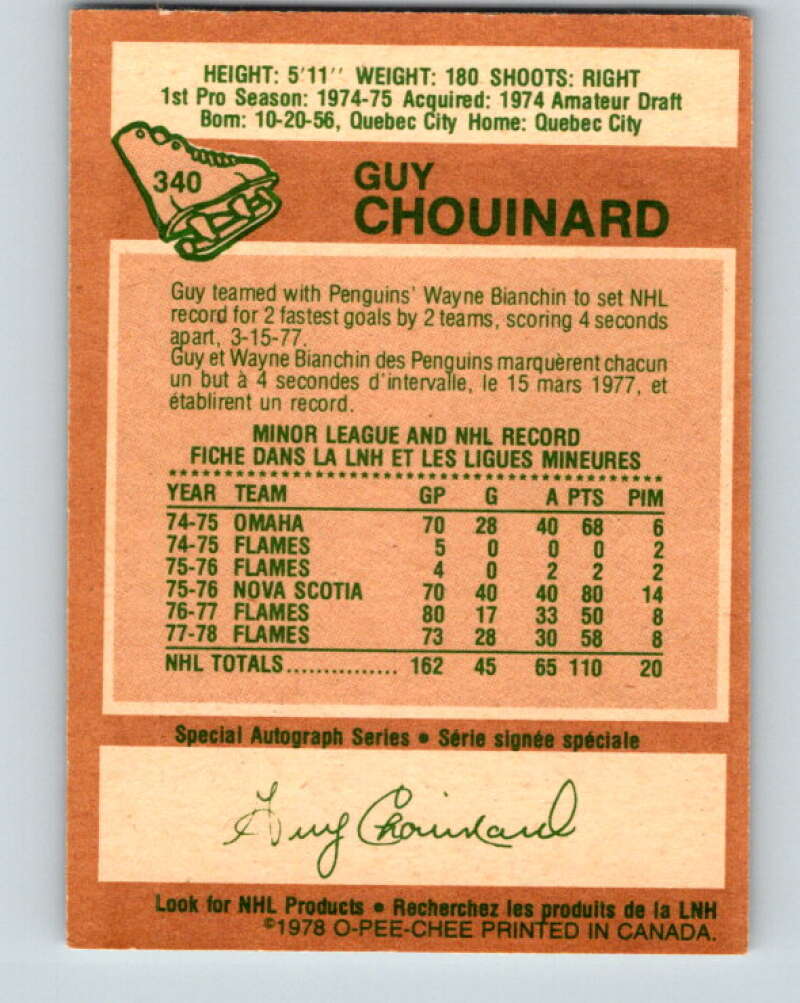1978-79 O-Pee-Chee #340 Guy Chouinard  Atlanta Flames  V25628