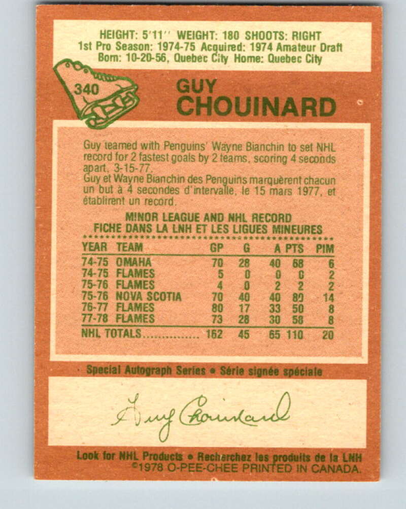 1978-79 O-Pee-Chee #340 Guy Chouinard  Atlanta Flames  V25629