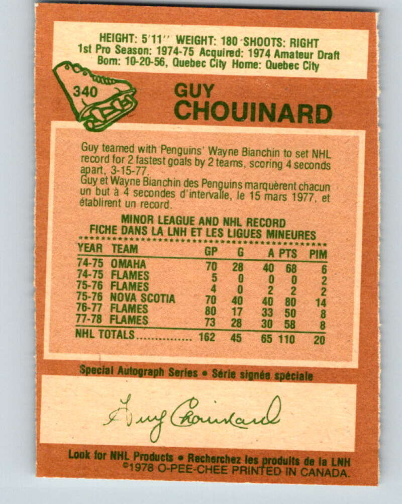 1978-79 O-Pee-Chee #340 Guy Chouinard  Atlanta Flames  V25631