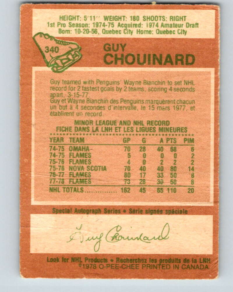 1978-79 O-Pee-Chee #340 Guy Chouinard  Atlanta Flames  V25632