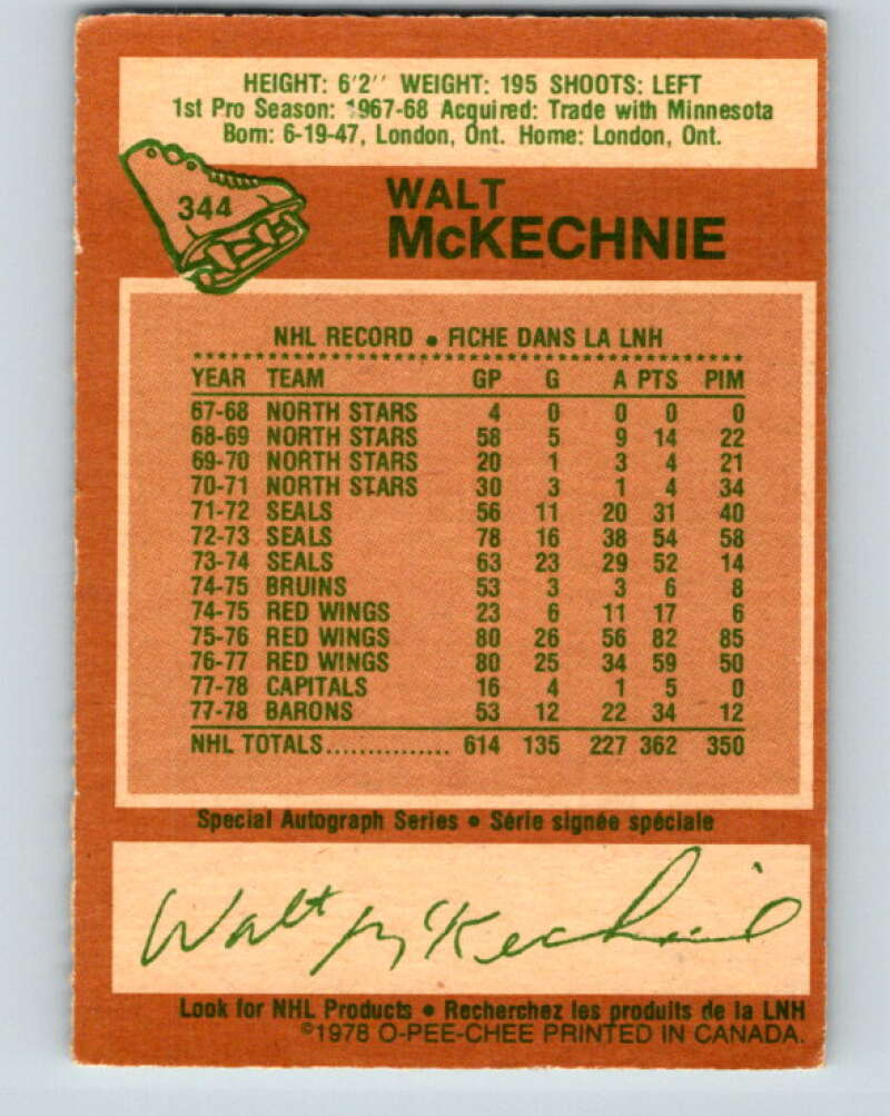 1978-79 O-Pee-Chee #344 Walt McKechnie  Toronto Maple Leafs  V25684