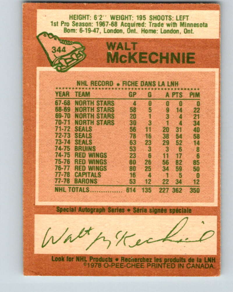 1978-79 O-Pee-Chee #344 Walt McKechnie  Toronto Maple Leafs  V25688