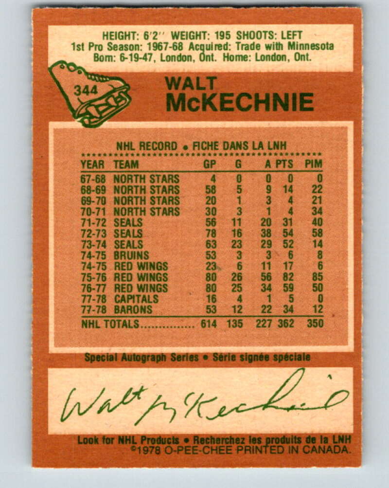 1978-79 O-Pee-Chee #344 Walt McKechnie  Toronto Maple Leafs  V25689
