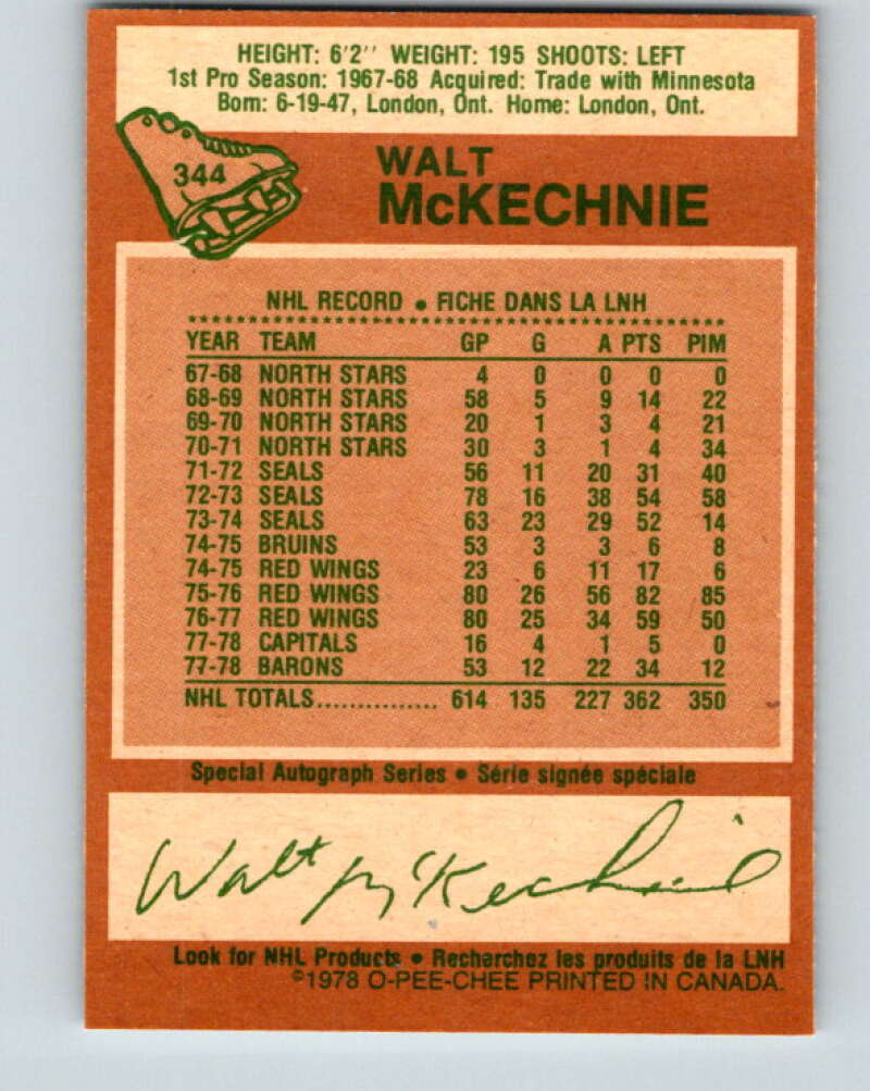 1978-79 O-Pee-Chee #344 Walt McKechnie  Toronto Maple Leafs  V25690