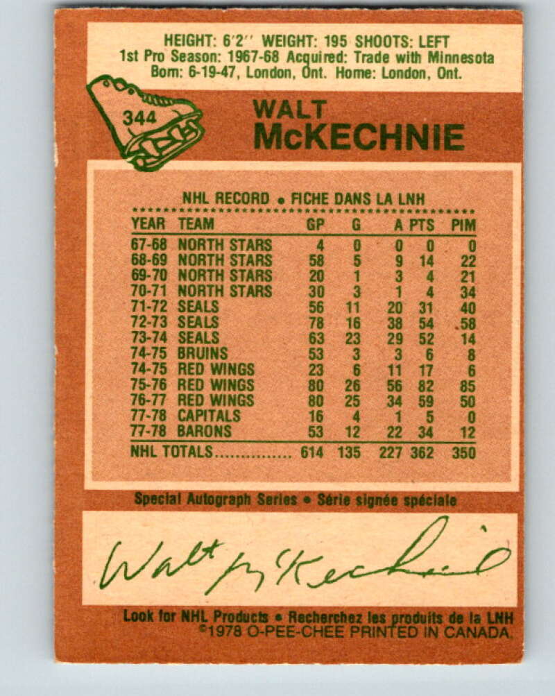 1978-79 O-Pee-Chee #344 Walt McKechnie  Toronto Maple Leafs  V25691