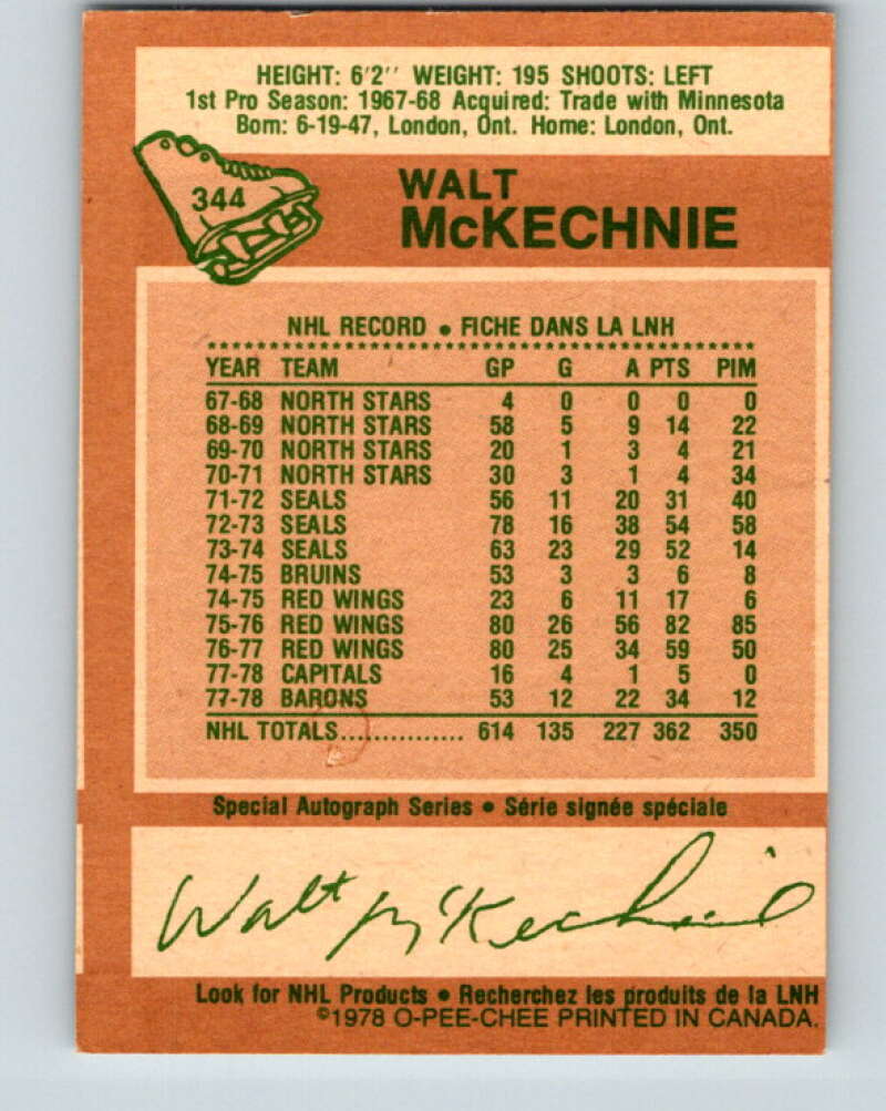 1978-79 O-Pee-Chee #344 Walt McKechnie  Toronto Maple Leafs  V25693