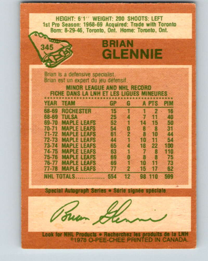 1978-79 O-Pee-Chee #345 Brian Glennie  Los Angeles Kings  V25703