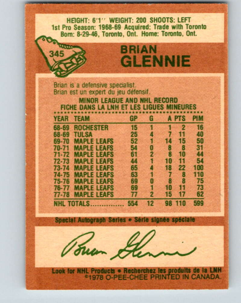 1978-79 O-Pee-Chee #345 Brian Glennie  Los Angeles Kings  V25705