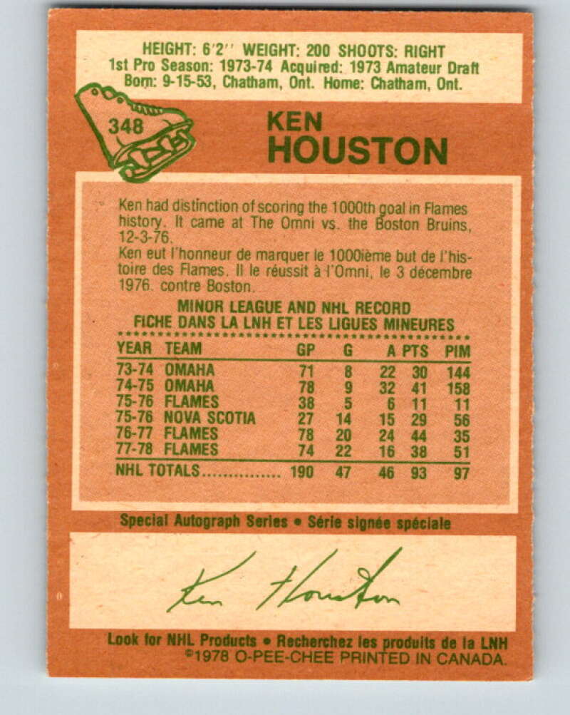 1978-79 O-Pee-Chee #348 Ken Houston  Atlanta Flames  V25736