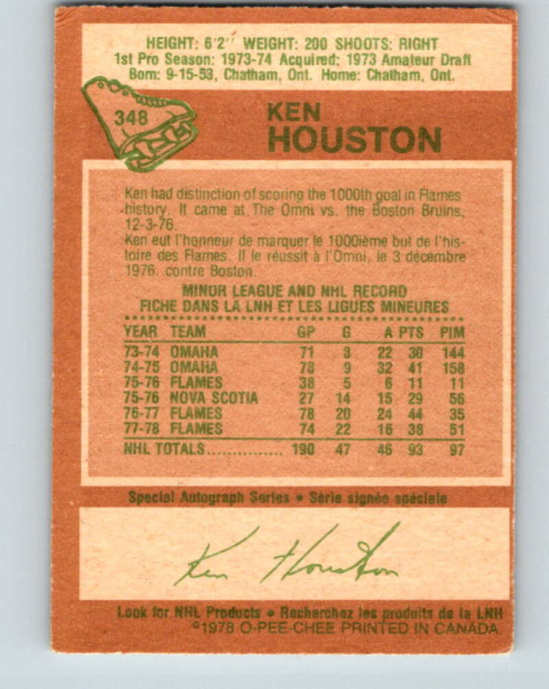 1978-79 O-Pee-Chee #348 Ken Houston  Atlanta Flames  V25737