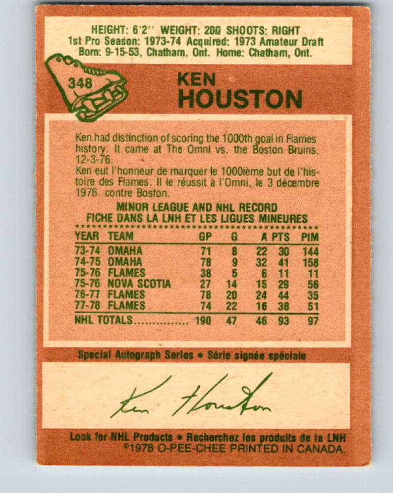 1978-79 O-Pee-Chee #348 Ken Houston  Atlanta Flames  V25738