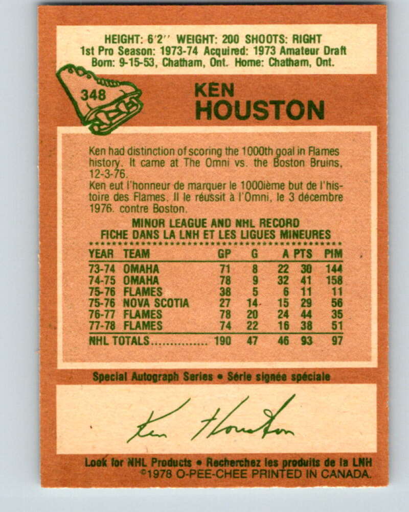 1978-79 O-Pee-Chee #348 Ken Houston  Atlanta Flames  V25740