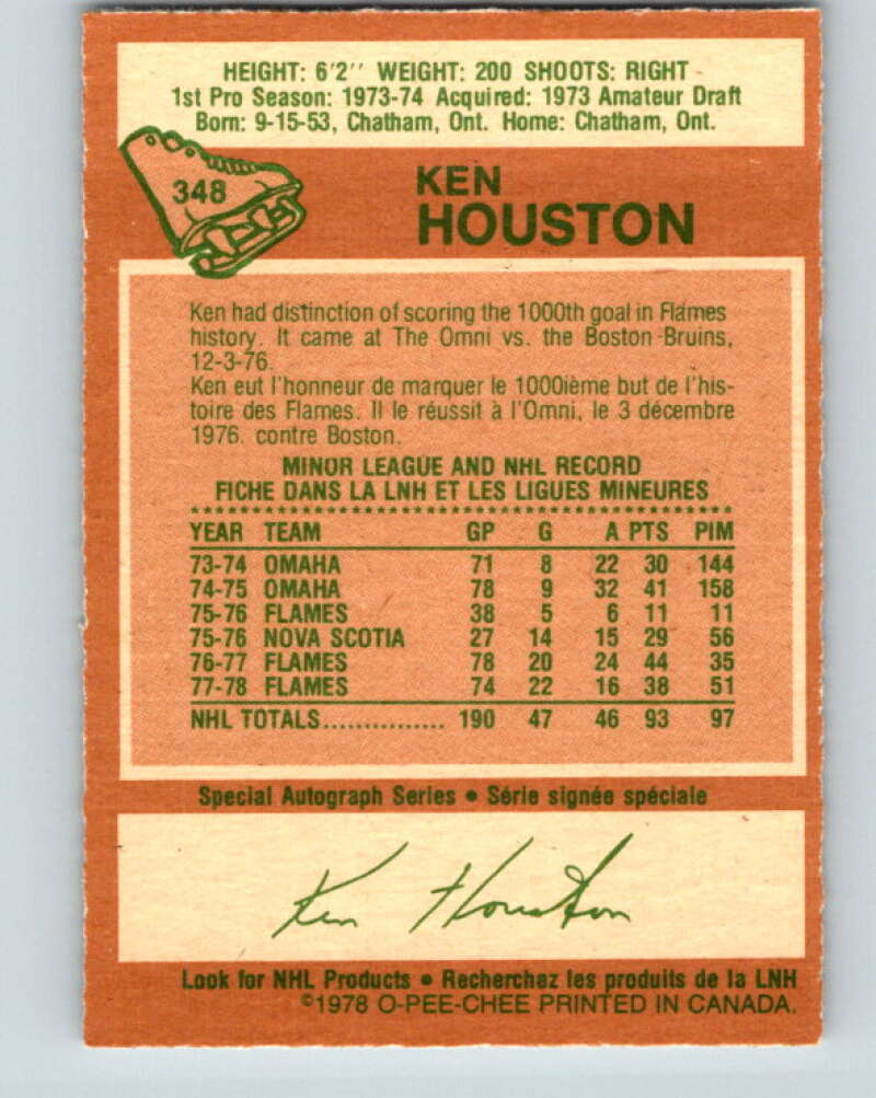 1978-79 O-Pee-Chee #348 Ken Houston  Atlanta Flames  V25742