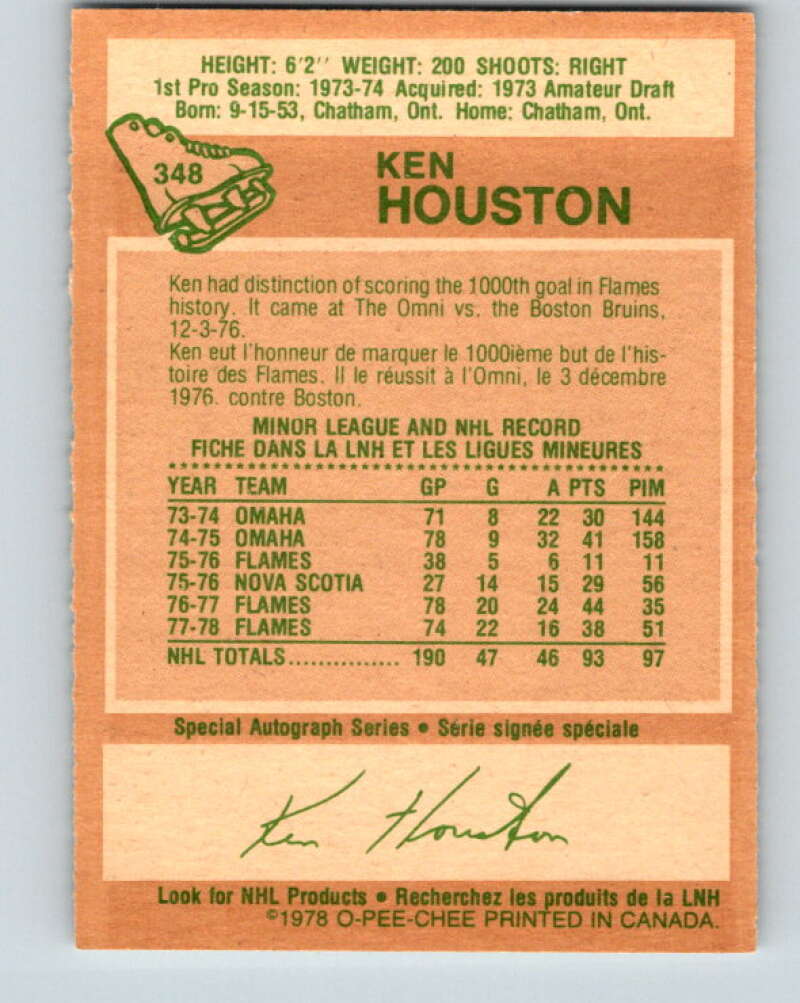 1978-79 O-Pee-Chee #348 Ken Houston  Atlanta Flames  V25745