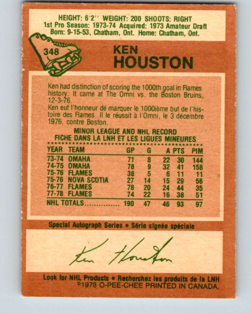1978-79 O-Pee-Chee #348 Ken Houston  Atlanta Flames  V25746