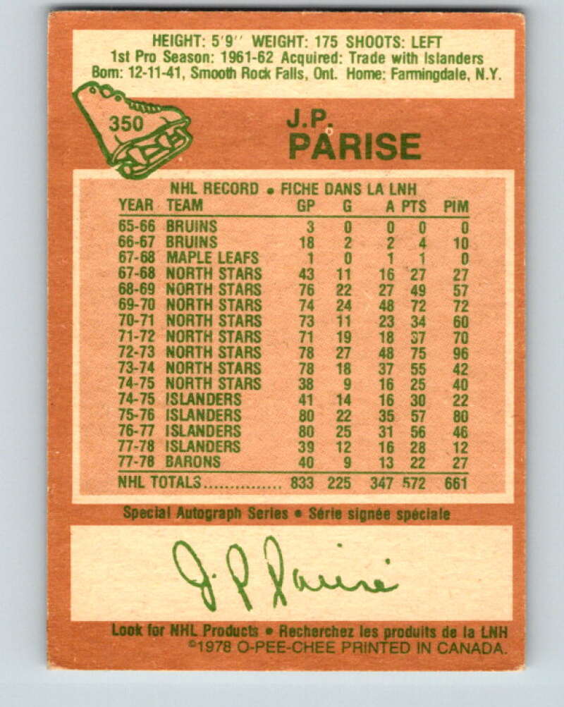 1978-79 O-Pee-Chee #350 J.P. Parise  Minnesota North Stars  V25771