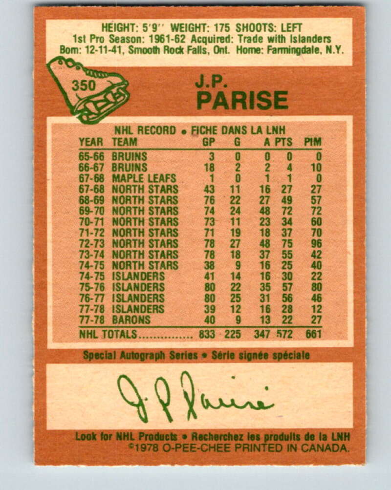 1978-79 O-Pee-Chee #350 J.P. Parise  Minnesota North Stars  V25773