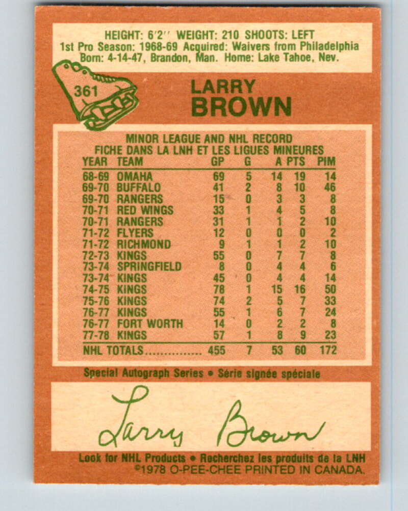 1978-79 O-Pee-Chee #361 Larry Brown  Los Angeles Kings  V25907