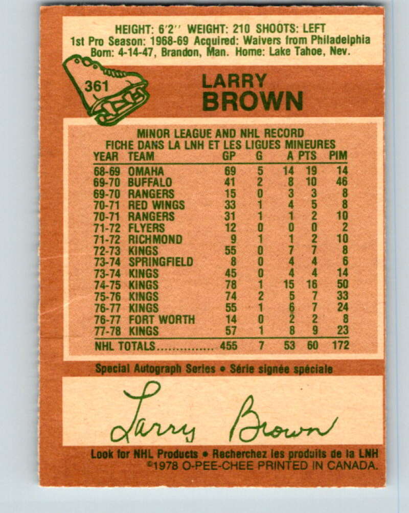 1978-79 O-Pee-Chee #361 Larry Brown  Los Angeles Kings  V25912