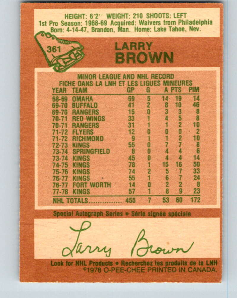 1978-79 O-Pee-Chee #361 Larry Brown  Los Angeles Kings  V25916