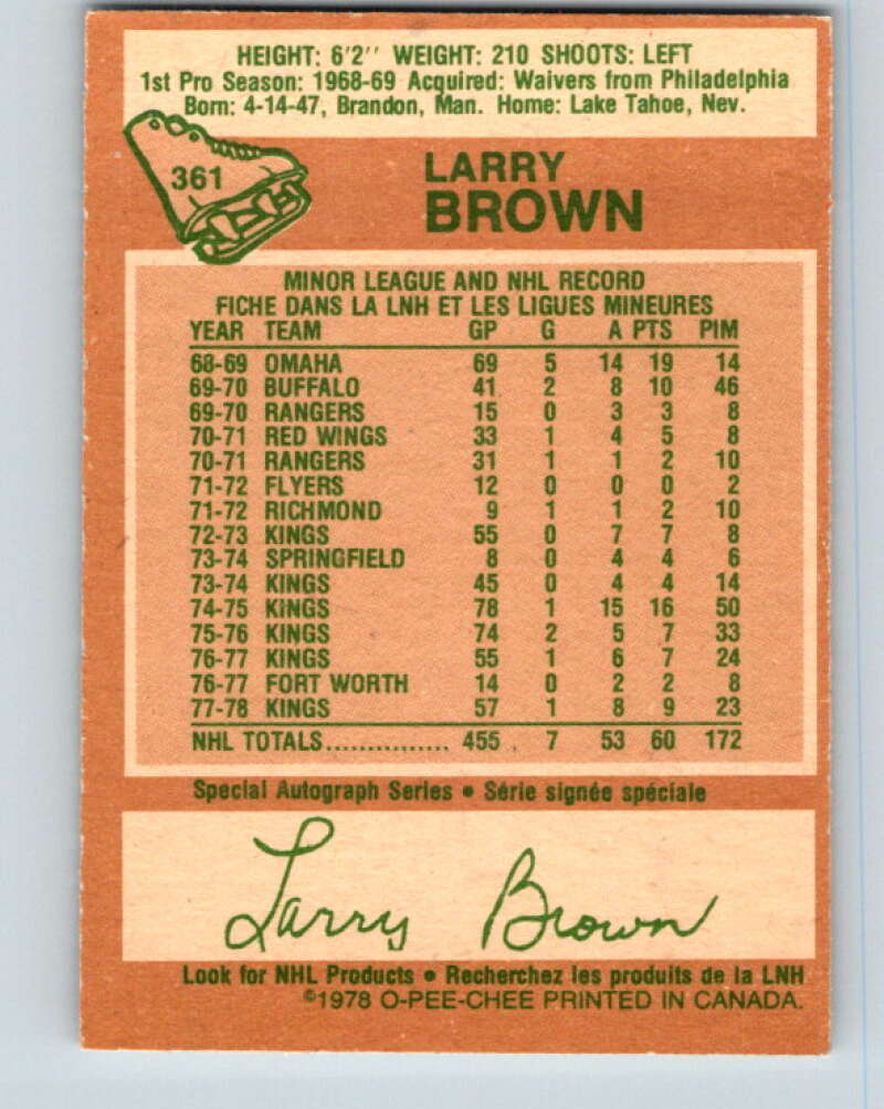 1978-79 O-Pee-Chee #361 Larry Brown  Los Angeles Kings  V25917
