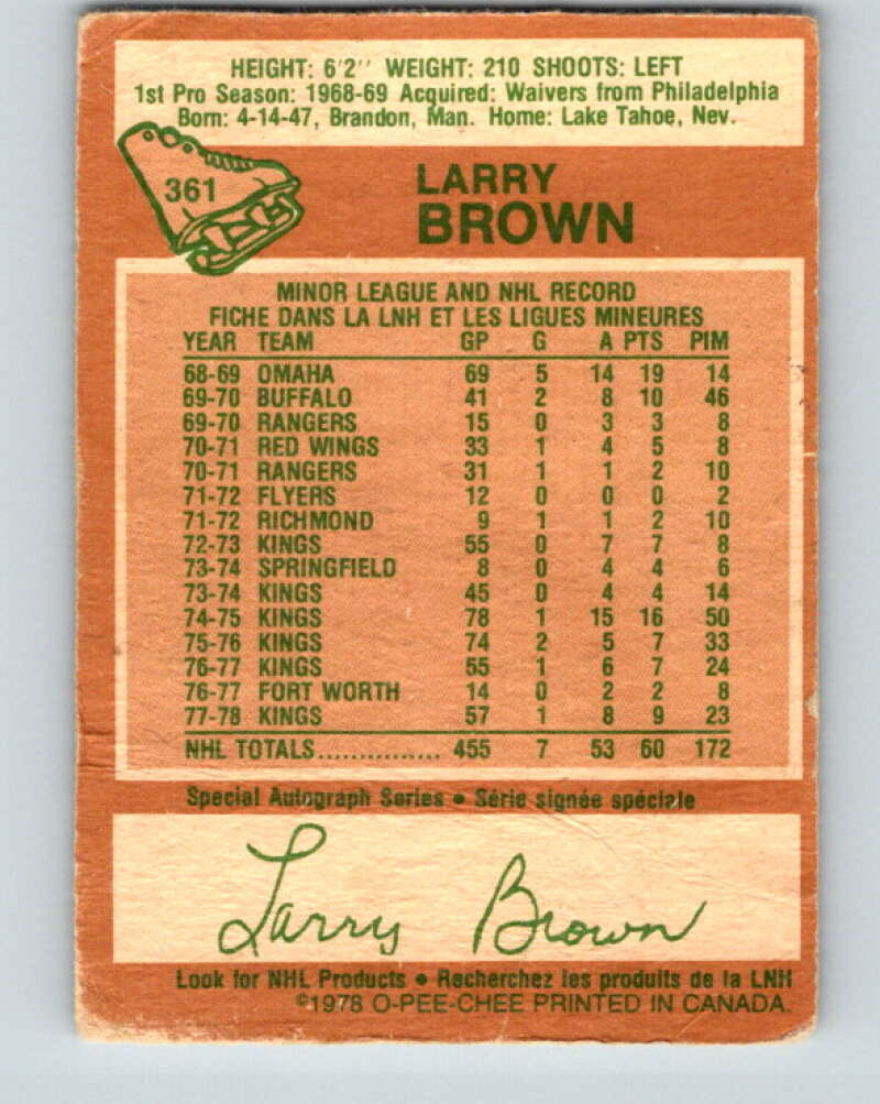 1978-79 O-Pee-Chee #361 Larry Brown  Los Angeles Kings  V25922