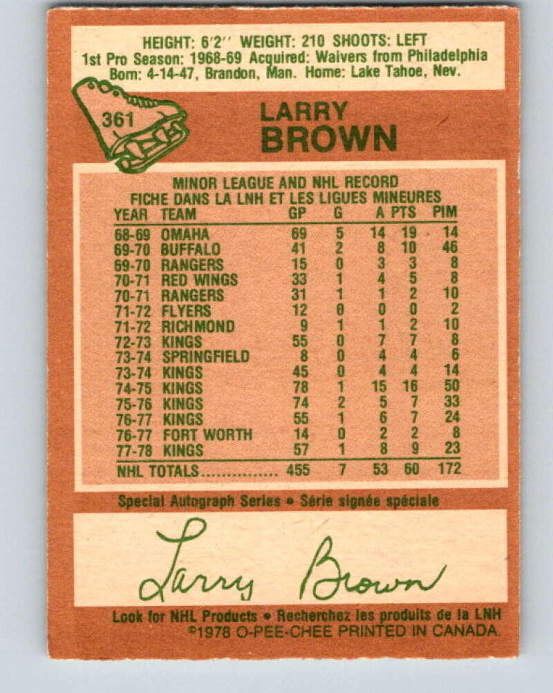 1978-79 O-Pee-Chee #361 Larry Brown  Los Angeles Kings  V26025