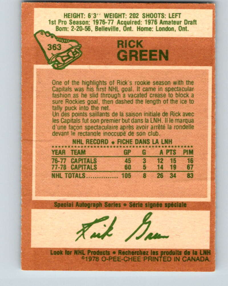 1978-79 O-Pee-Chee #363 Rick Green  Washington Capitals  V26044