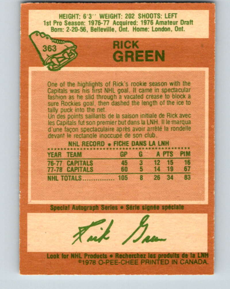 1978-79 O-Pee-Chee #363 Rick Green  Washington Capitals  V26048