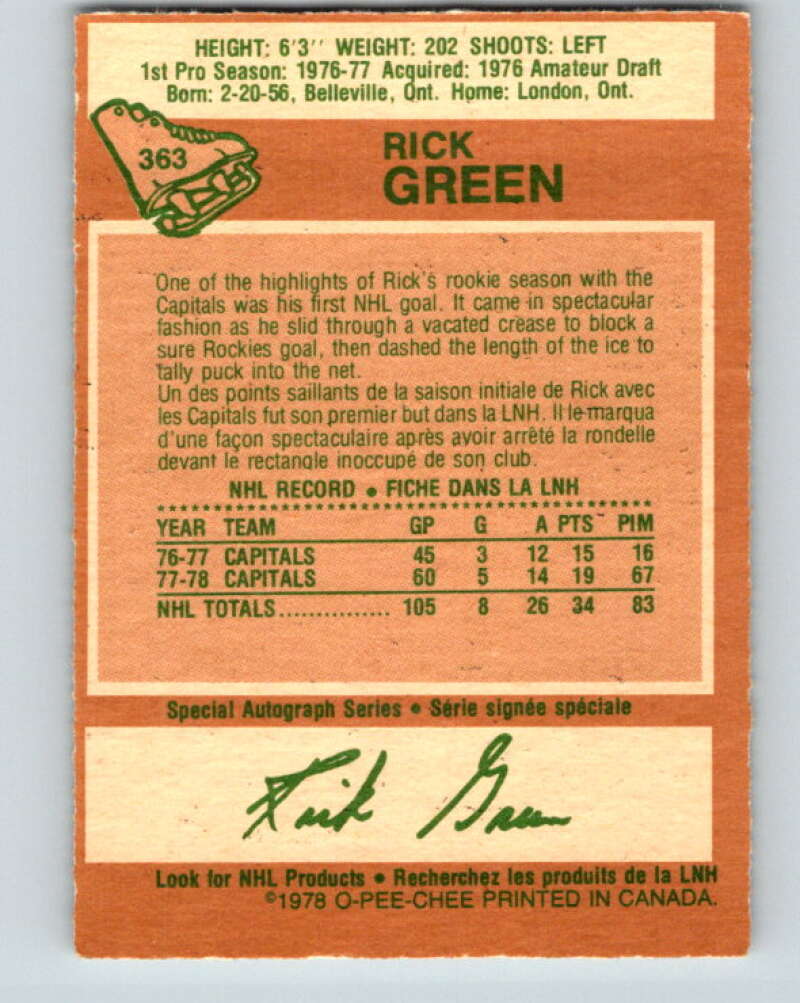 1978-79 O-Pee-Chee #363 Rick Green  Washington Capitals  V26050