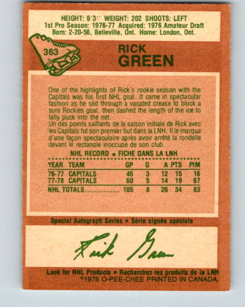 1978-79 O-Pee-Chee #363 Rick Green  Washington Capitals  V26051