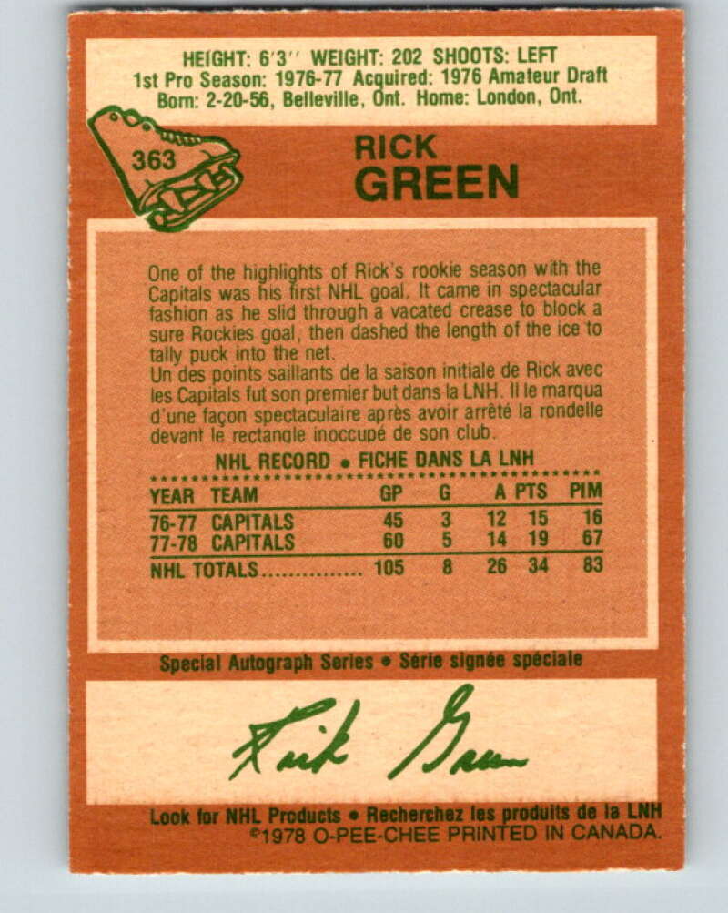 1978-79 O-Pee-Chee #363 Rick Green  Washington Capitals  V26054