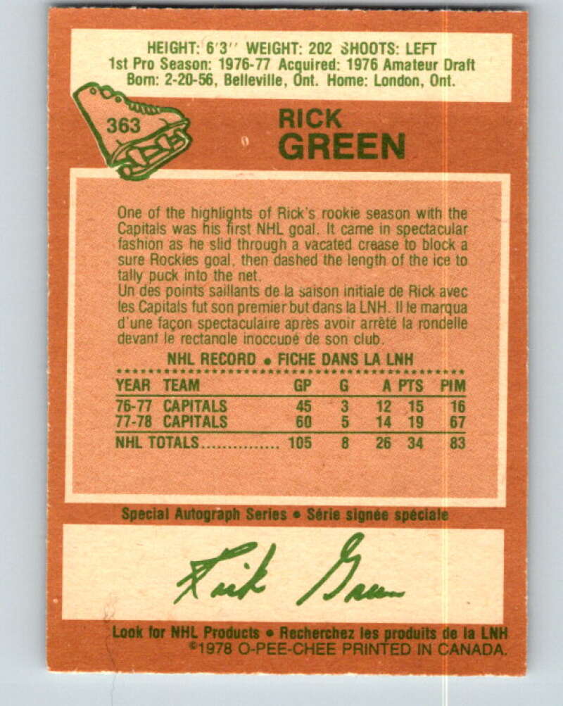 1978-79 O-Pee-Chee #363 Rick Green  Washington Capitals  V26057