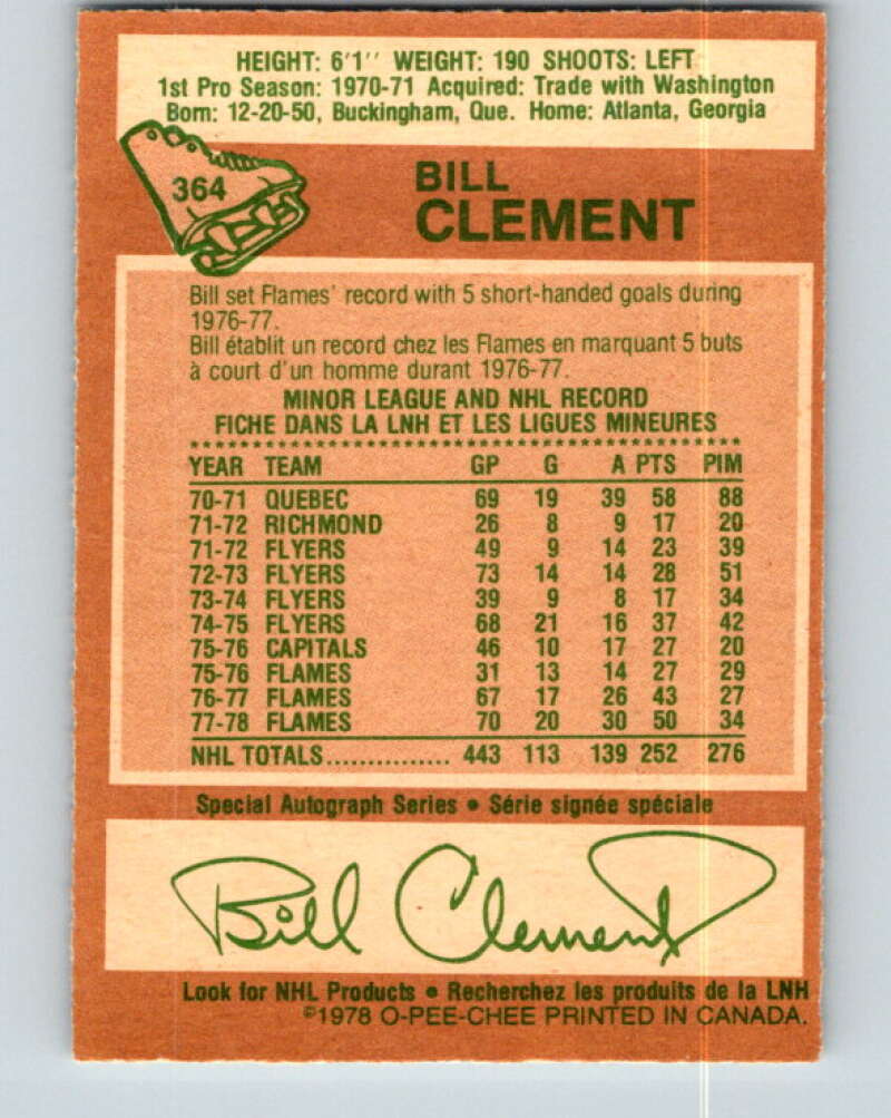 1978-79 O-Pee-Chee #364 Bill Clement  Atlanta Flames  V26064