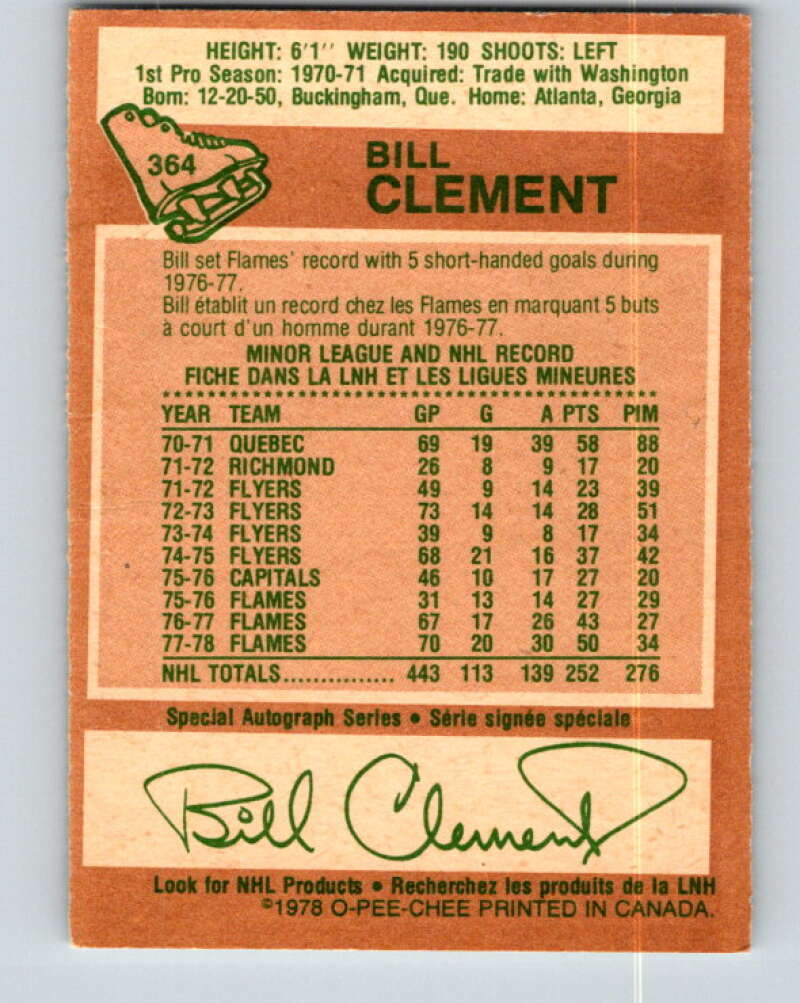 1978-79 O-Pee-Chee #364 Bill Clement  Atlanta Flames  V26065